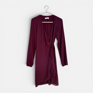 Aritzia Babaton Degrazia Wrap Mini Dress Wine Burgundy - Size XXS